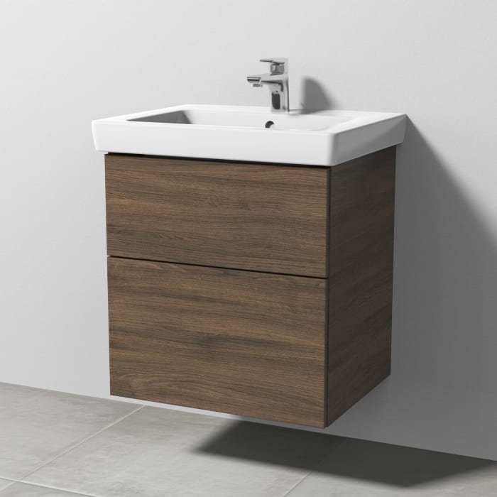 Sanipa 3way Waschtischunterbau für Keramik-Waschtisch Subway 2.0 60 cm, 2 Auszüge mit Push to open