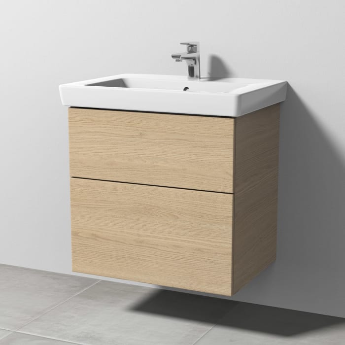 Sanipa 3way Waschtischunterbau für Keramik-Waschtisch Subway 2.0 65 cm, 2 Auszüge mit Push to open