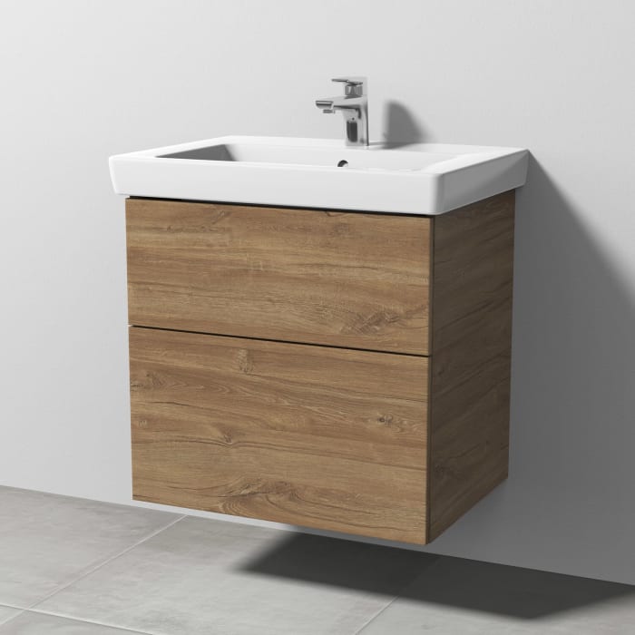 Sanipa 3way Waschtischunterbau für Keramik-Waschtisch Subway 2.0 65 cm, 2 Auszüge mit Push to open