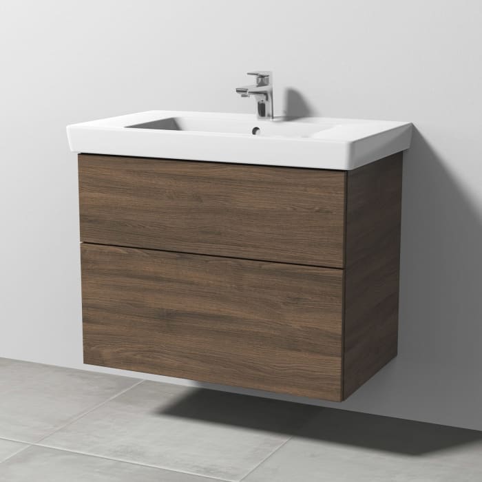 Sanipa 3way Waschtischunterbau für Keramik-Waschtisch Subway 2.0 80 cm, 2 Auszüge mit Push to open