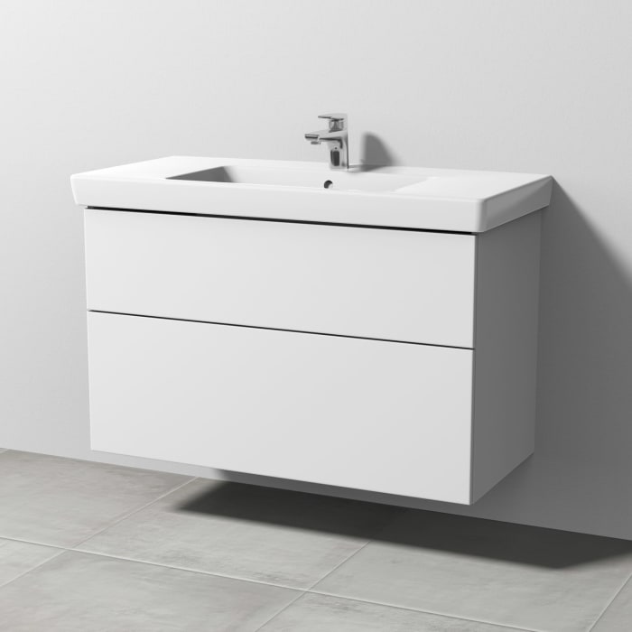 Sanipa 3way Waschtischunterbau für Keramik-Waschtisch Subway 2.0 100 cm, 2 Auszüge mit Push to open