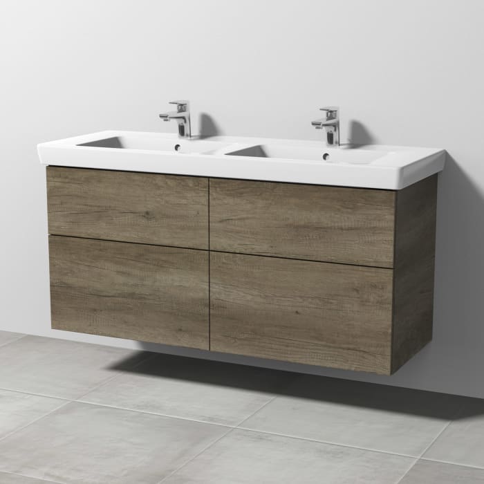 Sanipa 3way Waschtischunterbau für Keramik-Doppelwaschtisch Subway 2.0 130 cm, 4 Auszüge mit Push to open