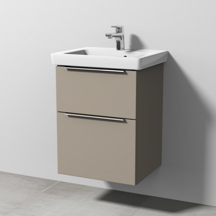 Sanipa 3way Waschtischunterbau für Keramik-Waschtisch Subway 2.0 50 cm, 2 Auszüge mit Aufsatzgriff