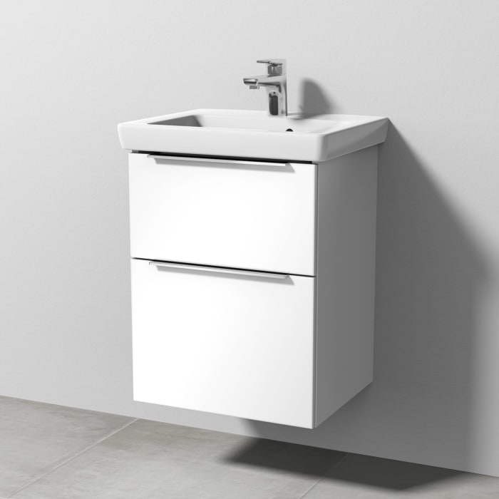 Sanipa 3way Waschtischunterbau für Keramik-Waschtisch Subway 2.0 50 cm, 2 Auszüge mit Aufsatzgriff