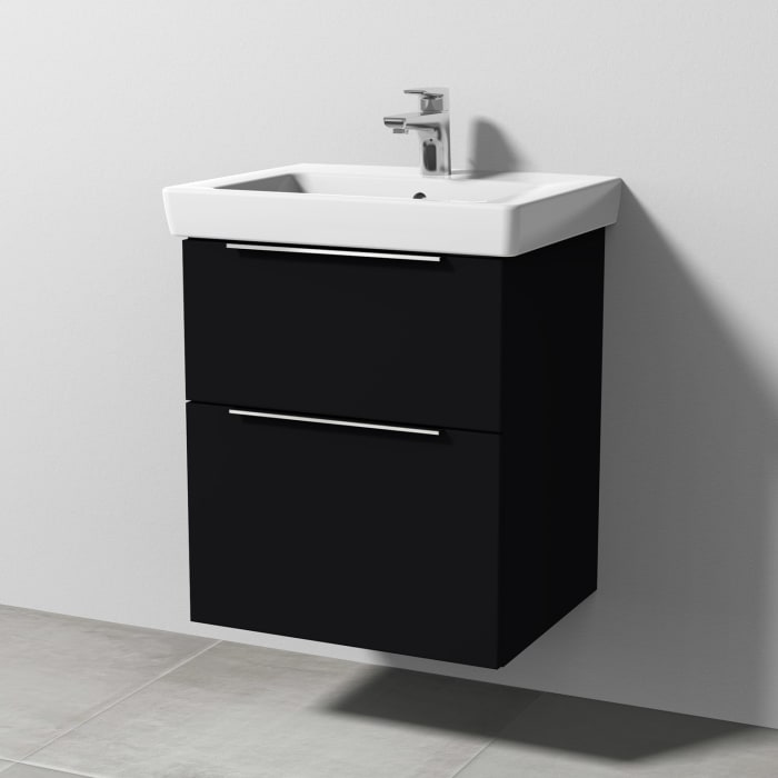 Sanipa 3way Waschtischunterbau für Keramik-Waschtisch Subway 2.0 55 cm, 2 Auszüge mit Aufsatzgriff