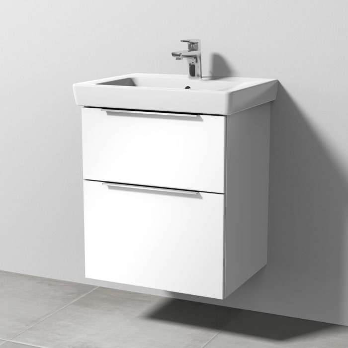 Sanipa 3way Waschtischunterbau für Keramik-Waschtisch Subway 2.0 55 cm, 2 Auszüge mit Aufsatzgriff