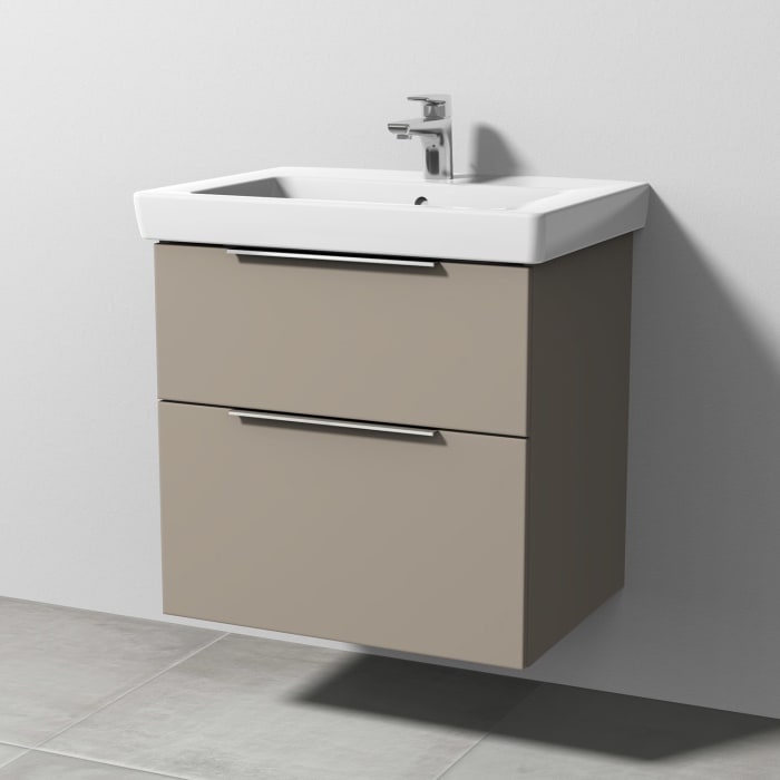 Sanipa 3way Waschtischunterbau für Keramik-Waschtisch Subway 2.0 65 cm, 2 Auszüge mit Aufsatzgriff