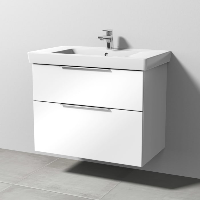 Sanipa 3way Waschtischunterbau für Keramik-Waschtisch Subway 2.0 80 cm, 2 Auszüge mit Aufsatzgriff