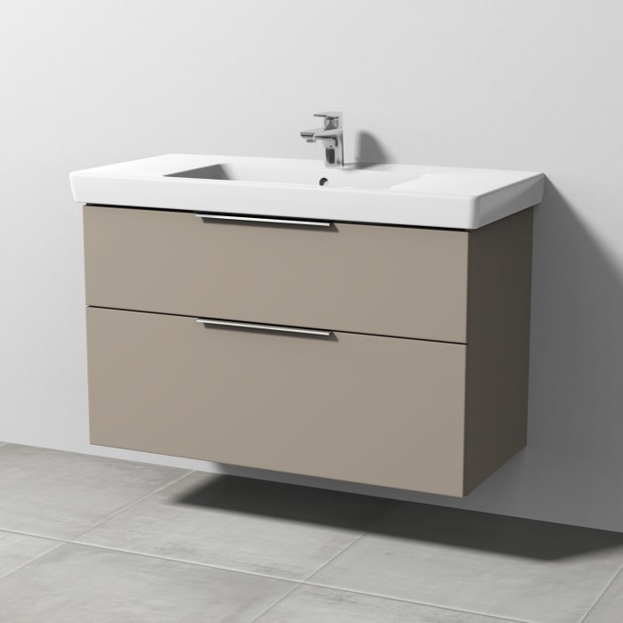 Sanipa 3way Waschtischunterbau für Keramik-Waschtisch Subway 2.0 100 cm, 2 Auszüge mit Aufsatzgriff