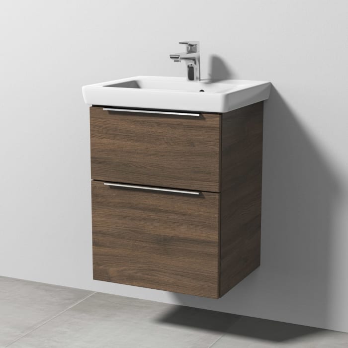 Sanipa 3way Waschtischunterbau für Keramik-Waschtisch Subway 2.0 50 cm, 2 Auszüge mit Aufsatzgriff