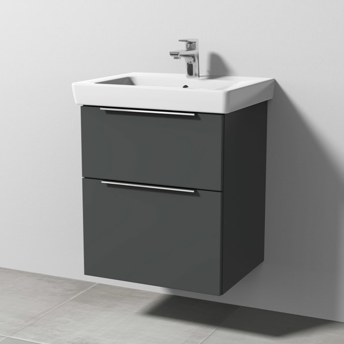 Sanipa 3way Waschtischunterbau für Keramik-Waschtisch Subway 2.0 55 cm, 2 Auszüge mit Aufsatzgriff