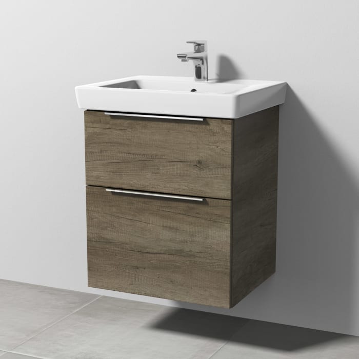 Sanipa 3way Waschtischunterbau für Keramik-Waschtisch Subway 2.0 55 cm, 2 Auszüge mit Aufsatzgriff