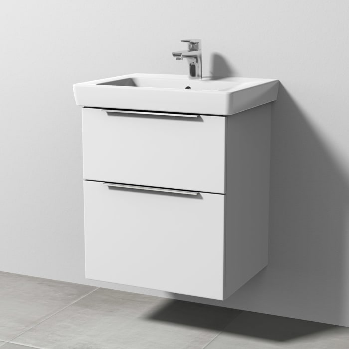 Sanipa 3way Waschtischunterbau für Keramik-Waschtisch Subway 2.0 55 cm, 2 Auszüge mit Aufsatzgriff