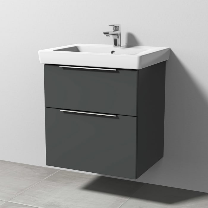 Sanipa 3way Waschtischunterbau für Keramik-Waschtisch Subway 2.0 60 cm, 2 Auszüge mit Aufsatzgriff