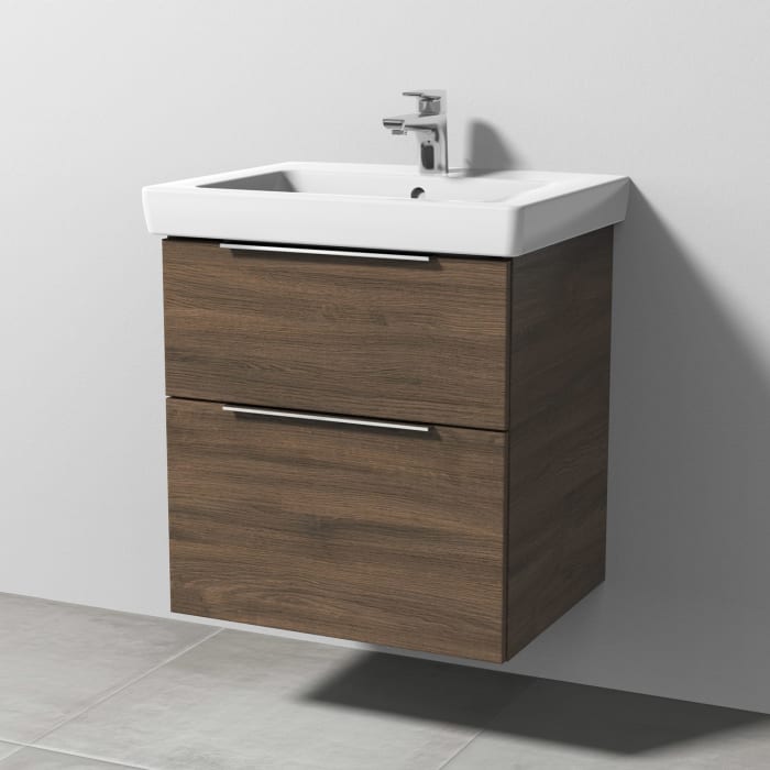 Sanipa 3way Waschtischunterbau für Keramik-Waschtisch Subway 2.0 60 cm, 2 Auszüge mit Aufsatzgriff