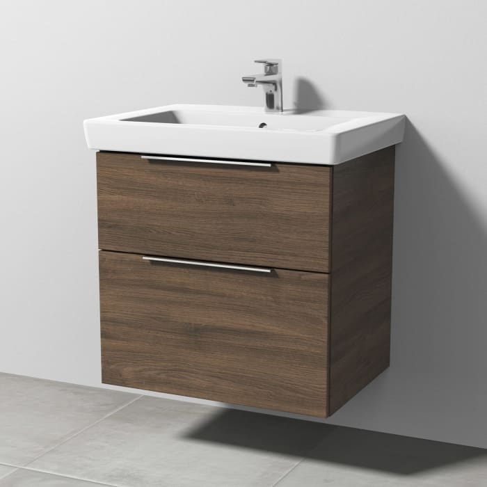 Sanipa 3way Waschtischunterbau für Keramik-Waschtisch Subway 2.0 65 cm, 2 Auszüge mit Aufsatzgriff