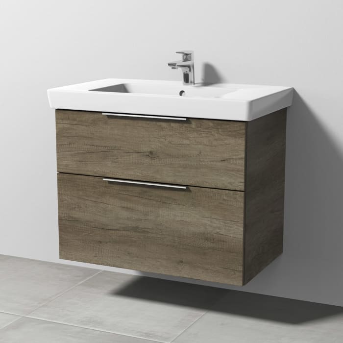 Sanipa 3way Waschtischunterbau für Keramik-Waschtisch Subway 2.0 80 cm, 2 Auszüge mit Aufsatzgriff