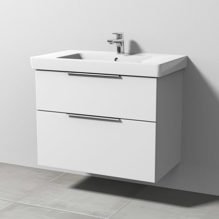 Sanipa 3way Waschtischunterbau für Keramik-Waschtisch Subway 2.0 80 cm, 2 Auszüge mit Aufsatzgriff