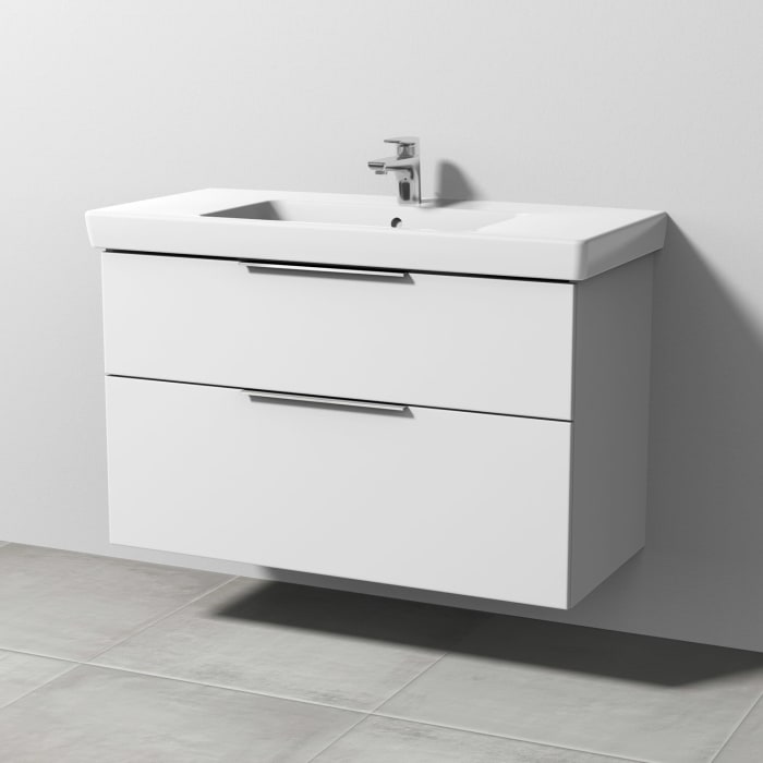 Sanipa 3way Waschtischunterbau für Keramik-Waschtisch Subway 2.0 100 cm, 2 Auszüge mit Aufsatzgriff