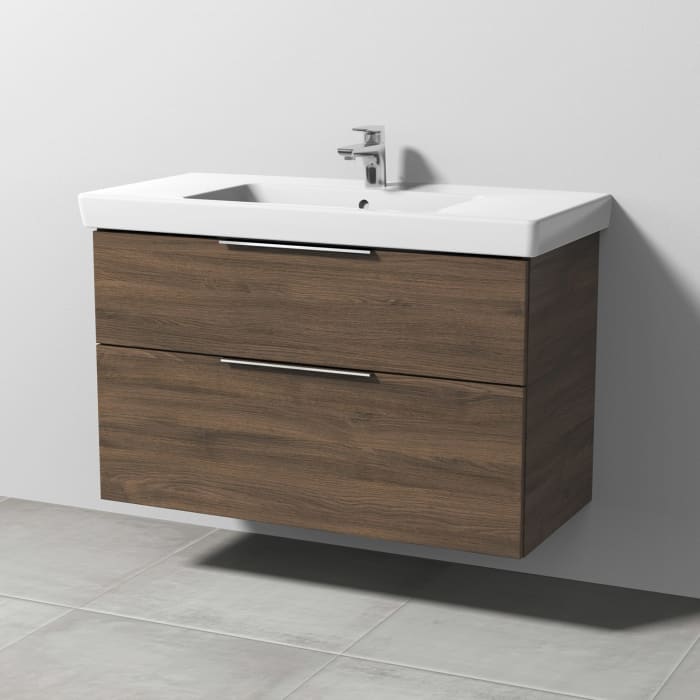 Sanipa 3way Waschtischunterbau für Keramik-Waschtisch Subway 2.0 100 cm, 2 Auszüge mit Aufsatzgriff