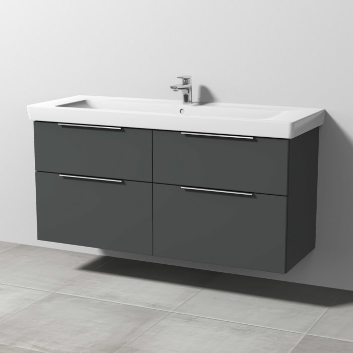 Sanipa 3way Waschtischunterbau für Keramik-Waschtisch Subway 2.0 130 cm, 4 Auszüge mit Aufsatzgriff