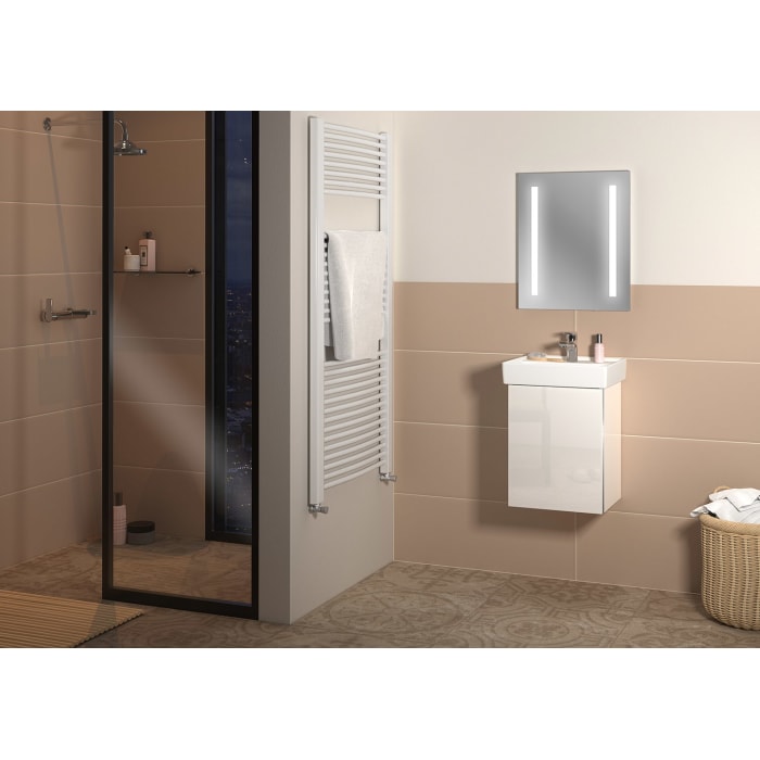 Sanipa 3way Waschtischunterbau für Keramik-Waschtisch Collaro 45 cm, 1 Tür, Anschlag links, mit Griffleiste