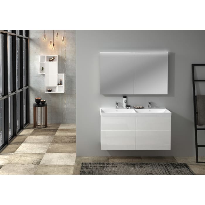 Sanipa 3way Waschtischunterbau für Keramik-Doppelwaschtisch Avento 120 cm, 4 Auszüge mit Aufsatzgriff