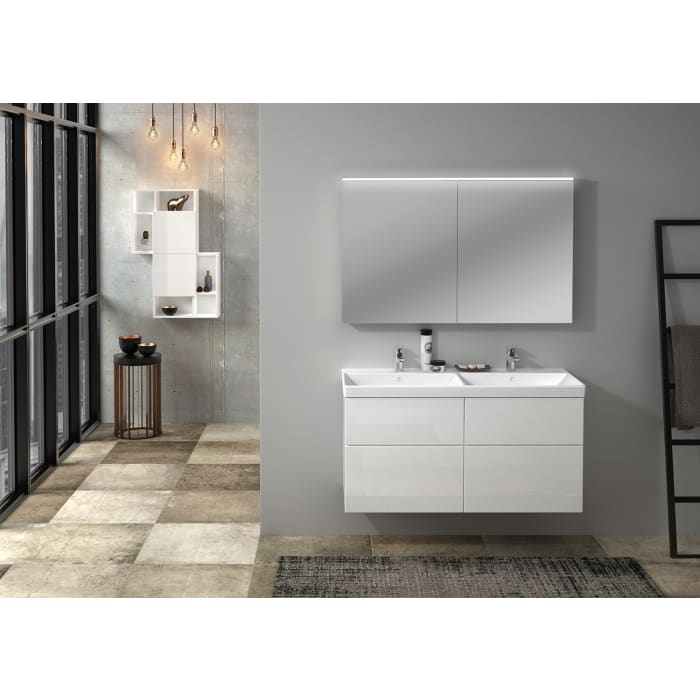 Sanipa 3way Waschtischunterbau für Keramik-Doppelwaschtisch Avento 120 cm, 4 Auszüge mit Griffleisten