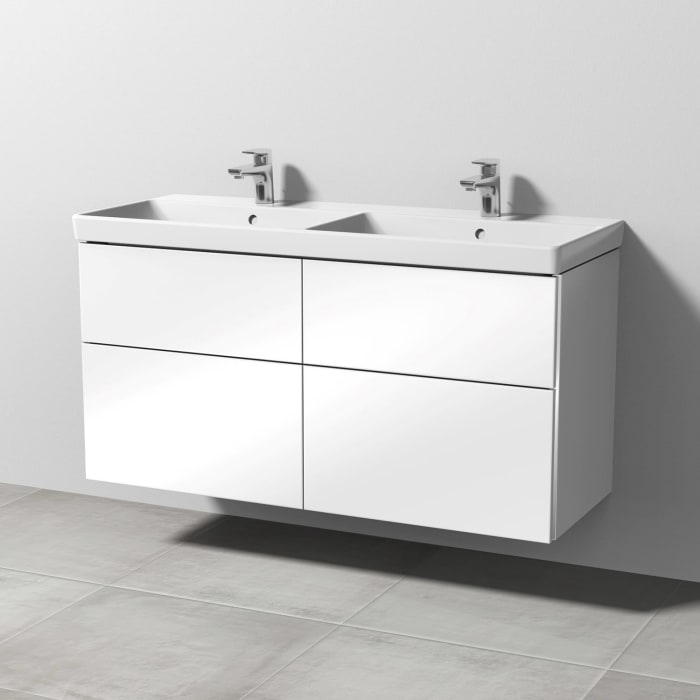 Sanipa 3way Waschtischunterbau für Keramik-Doppelwaschtisch Avento 120 cm, 4 Auszüge mit Griffleisten