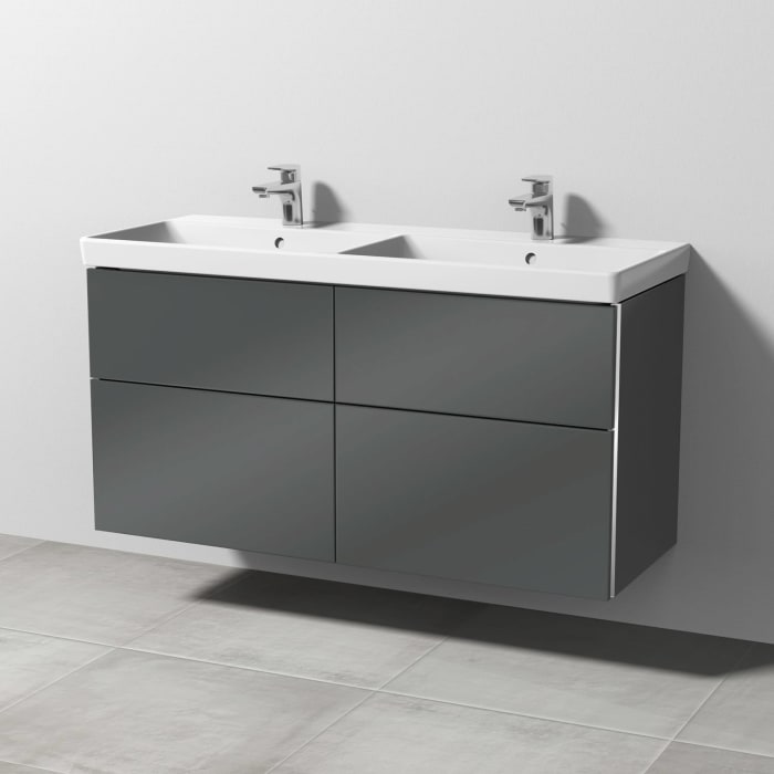 Sanipa 3way Waschtischunterbau für Keramik-Doppelwaschtisch Avento 120 cm, 4 Auszüge mit Griffleisten