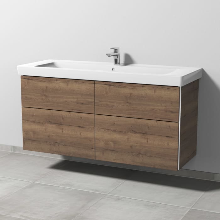 Sanipa 3way Waschtischunterbau für Keramik-Waschtisch Subway 2.0 130 cm, 4 Auszüge mit Griffleisten