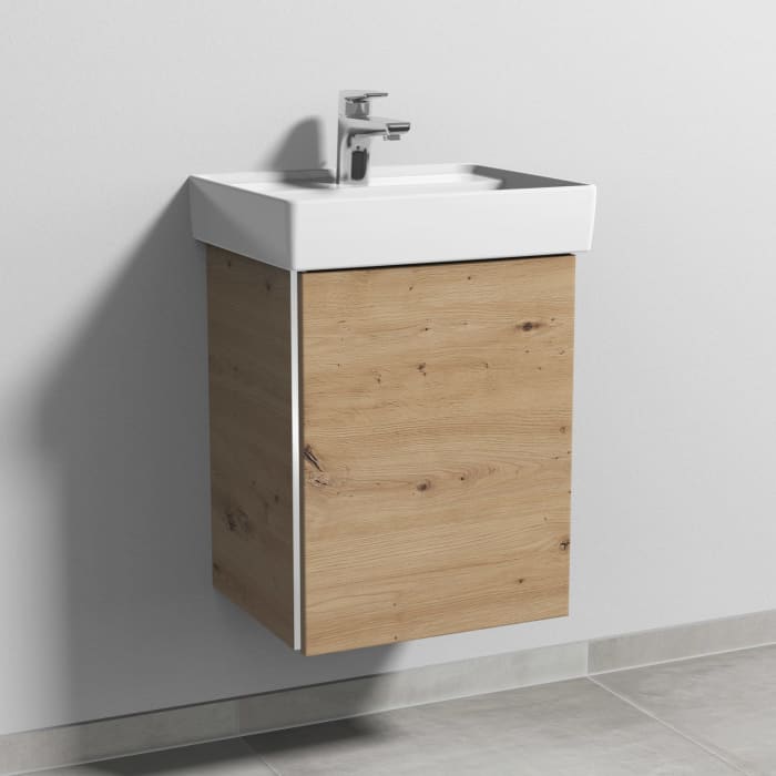 Sanipa 3way Waschtischunterbau für Keramik-Waschtisch Collaro 45 cm, 1 Tür, Anschlag rechts, mit Griffleiste