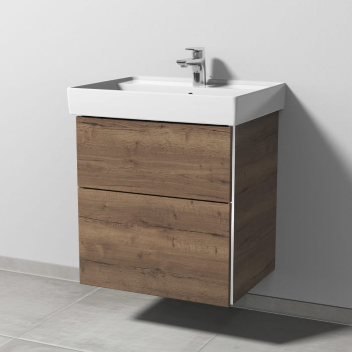 Sanipa 3way Waschtischunterbau für Keramik-Waschtisch Collaro 60 cm, 2 Auszüge mit Griffleisten