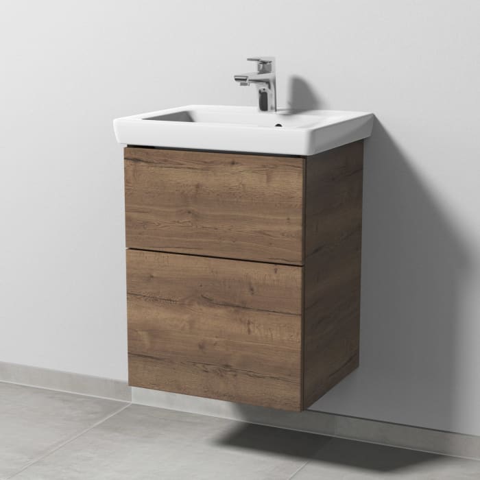 Sanipa 3way Waschtischunterbau für Keramik-Waschtisch Subway 2.0 50 cm, 2 Auszüge mit Push to open