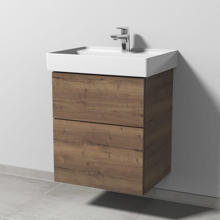 Sanipa 3way Waschtischunterbau für Keramik-Waschtisch Collaro 55 cm, 2 Auszüge mit Push to open