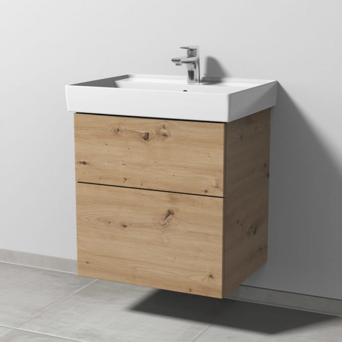 Sanipa 3way Waschtischunterbau für Keramik-Waschtisch Collaro 60 cm, 2 Auszüge mit Push to open