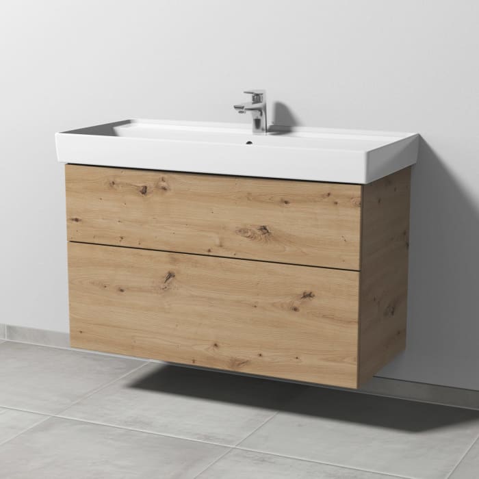 Sanipa 3way Waschtischunterbau für Keramik-Waschtisch Collaro 100 cm, 2 Auszüge mit Push to open