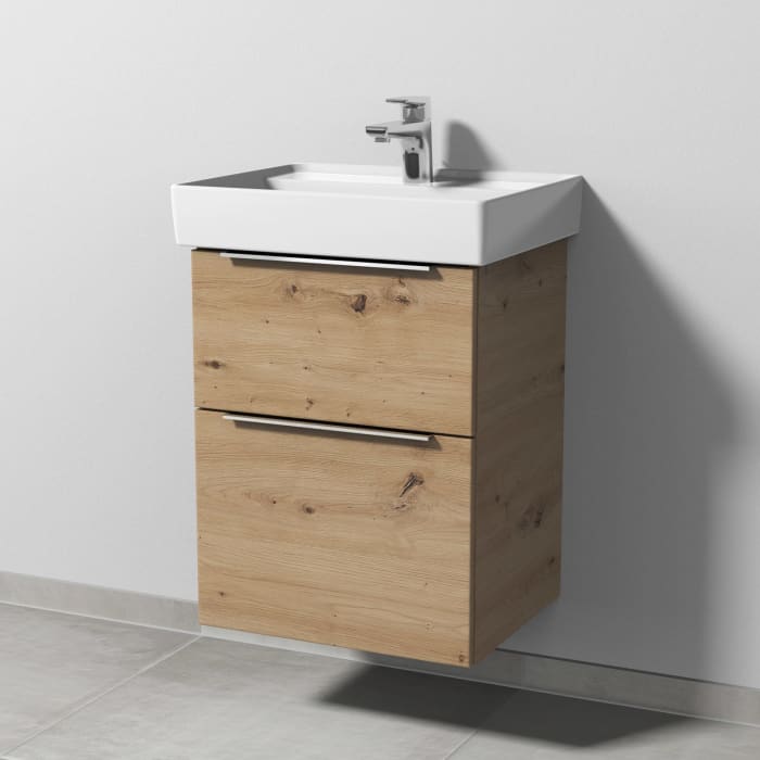 Sanipa 3way Waschtischunterbau für Keramik-Waschtisch Collaro 50 cm, 2 Auszüge mit Aufsatzgriff