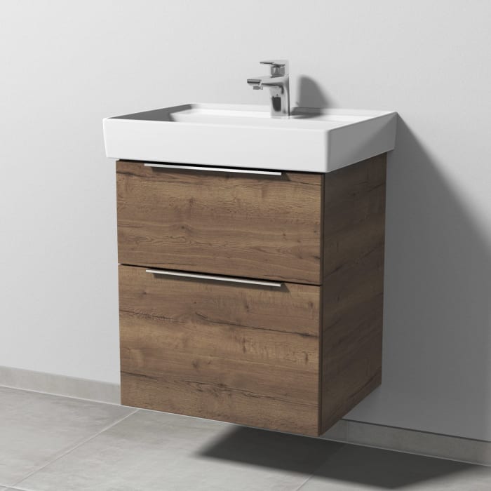 Sanipa 3way Waschtischunterbau für Keramik-Waschtisch Collaro 55 cm, 2 Auszüge mit Aufsatzgriff