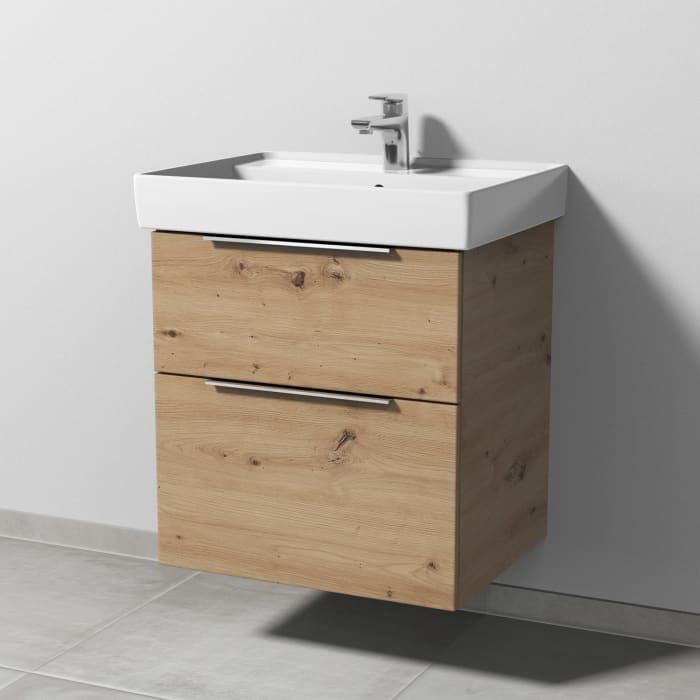 Sanipa 3way Waschtischunterbau für Keramik-Waschtisch Collaro 60 cm, 2 Auszüge mit Aufsatzgriff