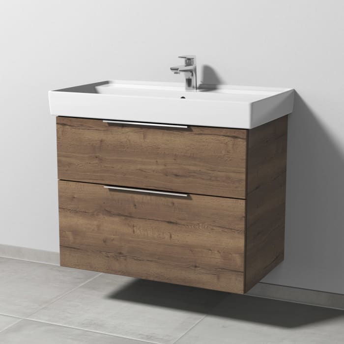Sanipa 3way Waschtischunterbau für Keramik-Waschtisch Collaro 80 cm, 2 Auszüge mit Aufsatzgriff