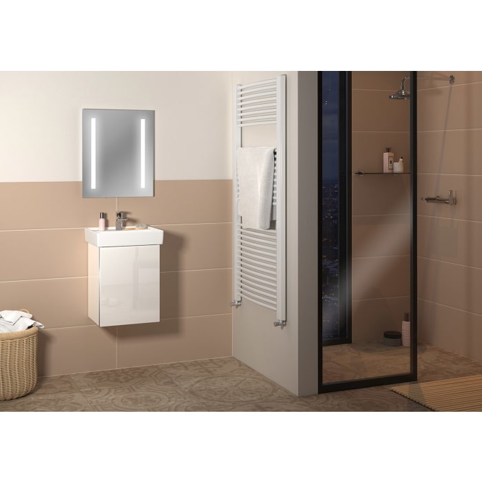 Sanipa 3way Waschtischunterbau für Keramik-Waschtisch Collaro 45 cm, 1 Tür, Anschlag rechts, mit Griffleiste