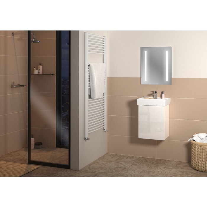 Sanipa 3way Waschtischunterbau für Keramik-Waschtisch Collaro 45 cm, 1 Tür, Anschlag links, mit Aufsatzgriff