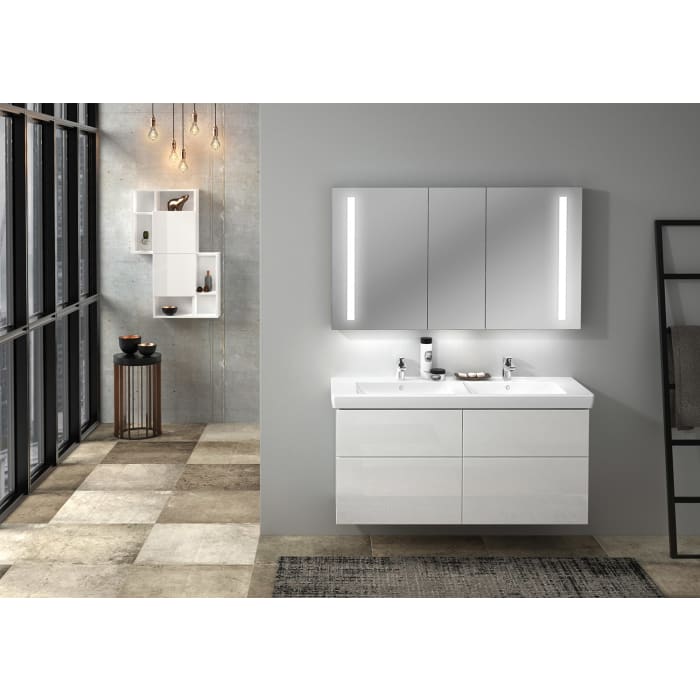 Sanipa 3way Waschtischunterbau für Keramik-Doppelwaschtisch Subway 2.0 130 cm, 4 Auszüge mit Aufsatzgriff