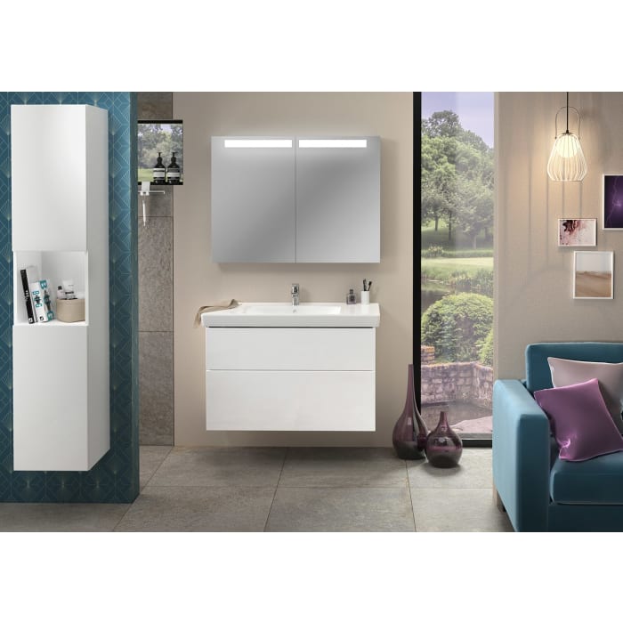 Sanipa 3way Waschtischunterbau für Keramik-Waschtisch Subway 2.0 100 cm, 2 Auszüge mit Push to open