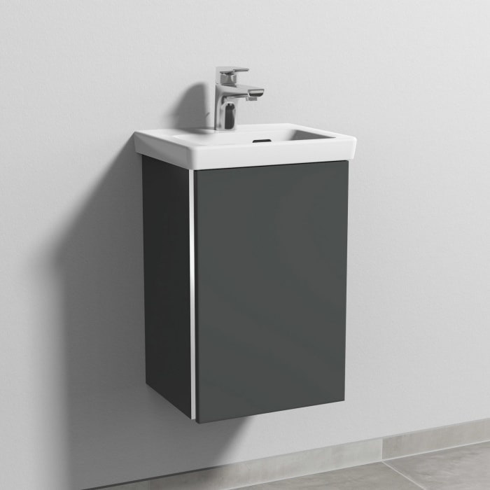 Sanipa 3way Waschtischunterbau für Keramik-Waschtisch Subway 3.0 37 cm, 1 Tür, Anschlag rechts, mit Griffleiste