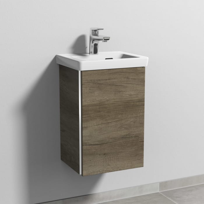 Sanipa 3way Waschtischunterbau für Keramik-Waschtisch Subway 3.0 37 cm, 1 Tür, Anschlag rechts, mit Griffleiste