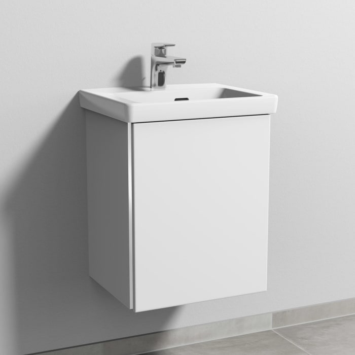 Sanipa 3way Waschtischunterbau für Keramik-Waschtisch Subway 3.0 45 cm, 1 Tür, Anschlag rechts, mit Griffleiste