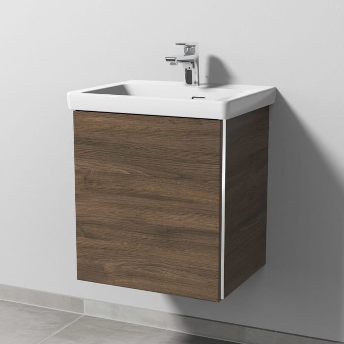 Sanipa 3way Waschtischunterbau für Keramik-Waschtisch Subway 3.0 50 cm, 1 Tür, Anschlag links, mit Griffleiste