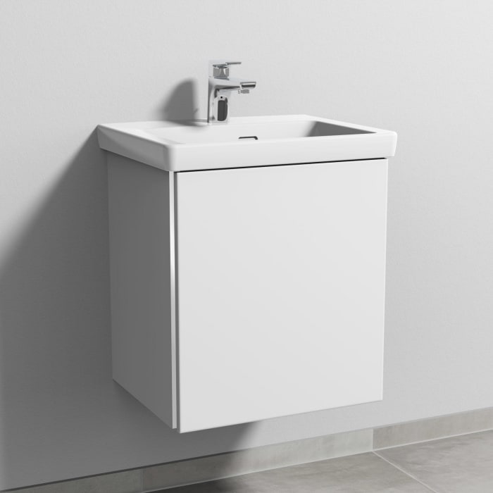 Sanipa 3way Waschtischunterbau für Keramik-Waschtisch Subway 3.0 50 cm, 1 Tür, Anschlag rechts, mit Griffleiste